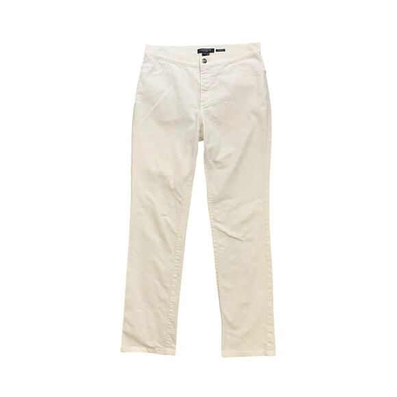 Lafayette 148 Jeans Womens 4 White Denim Thompson Slim Straight Faux Pockets - Picture 1 of 9